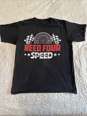 Black 'Need Four Speed' Graphic Tee - Men's Casual Shirt- Size Medium